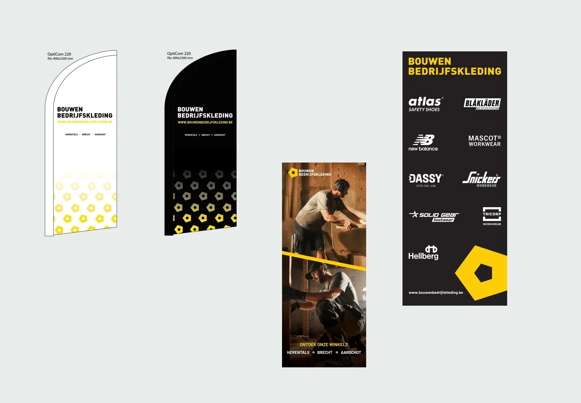 Beachflags en roll-up banners voor Bouwen Bedrijfskleding