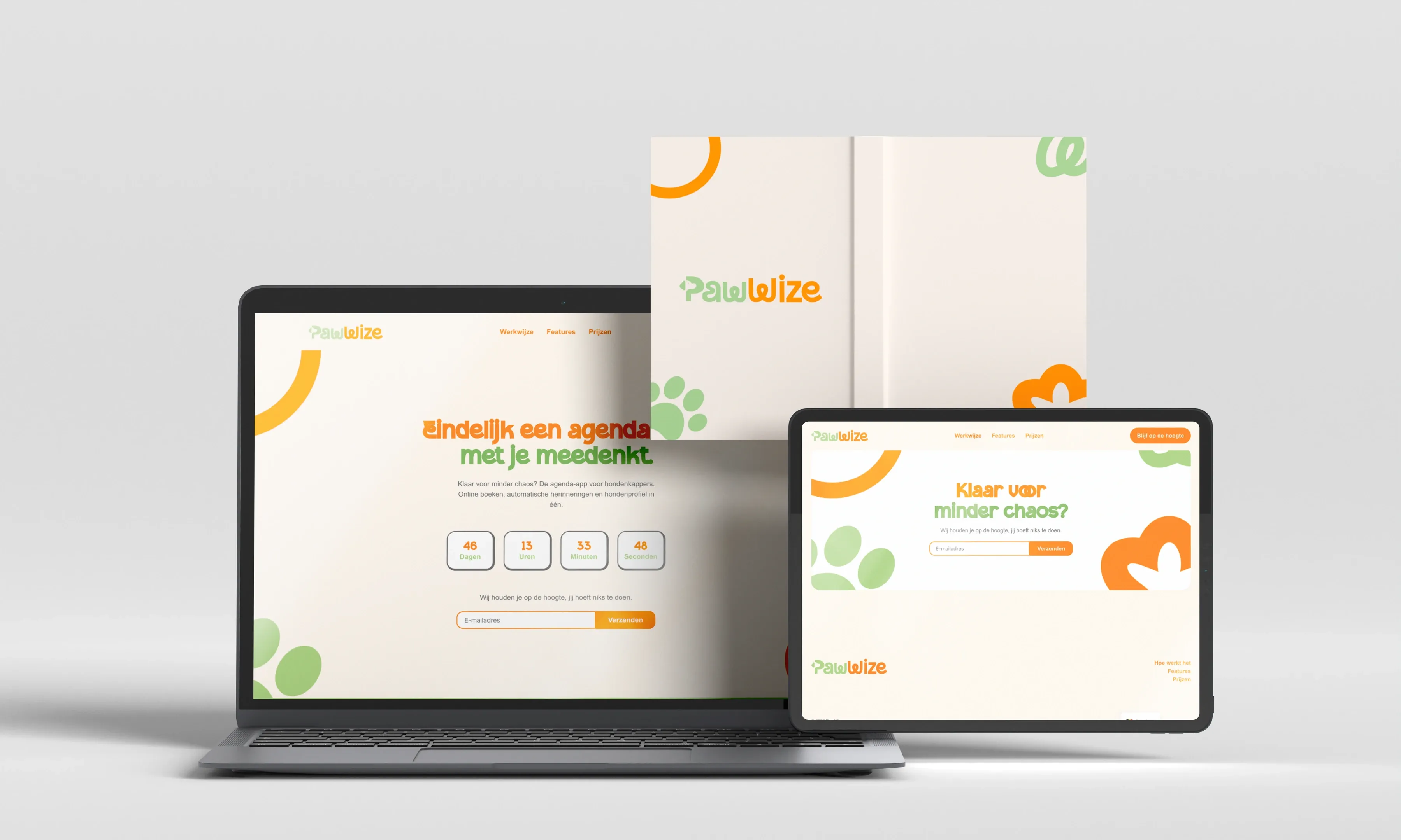 Website voor PawWize op laptop en tablet