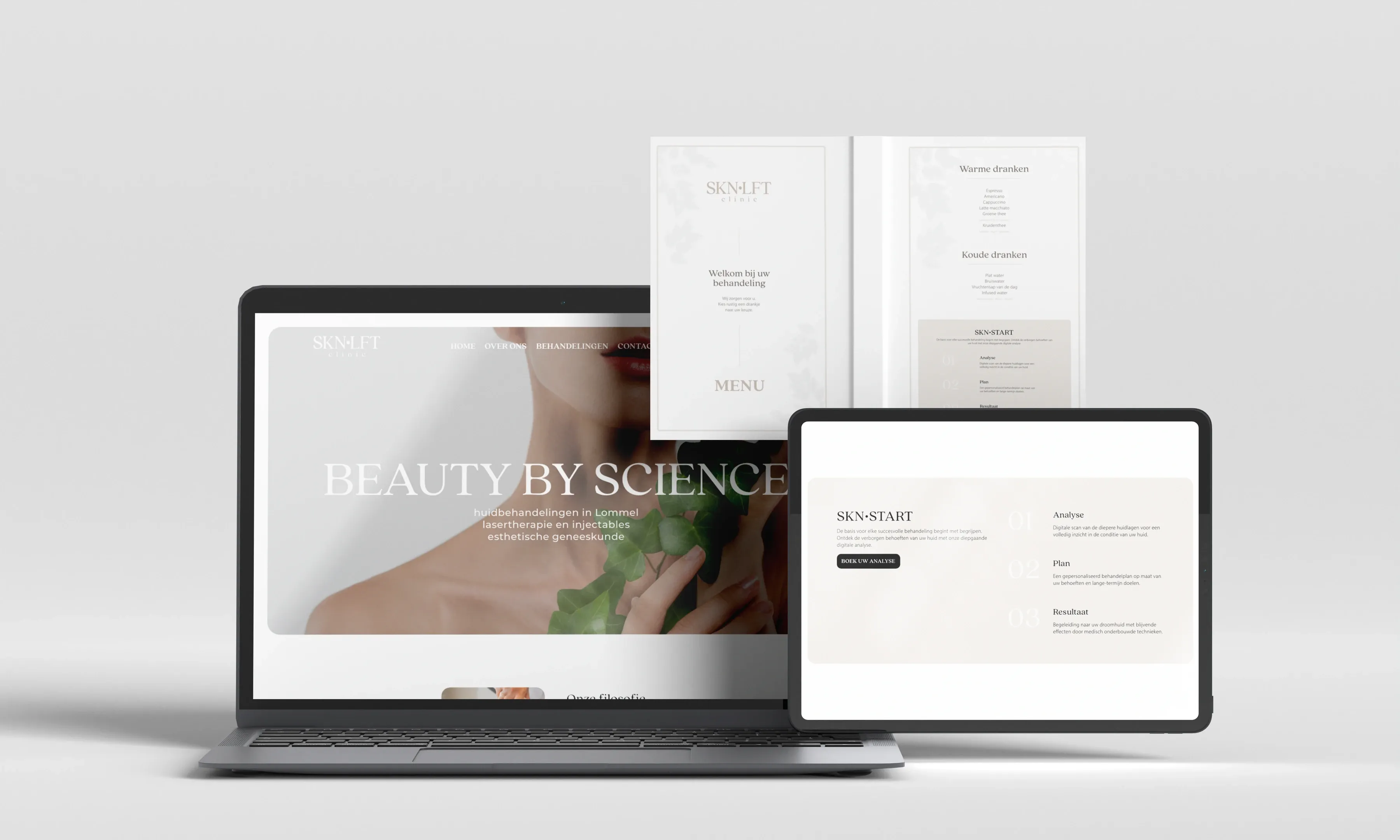 Website voor Skinloft op laptop en tablet